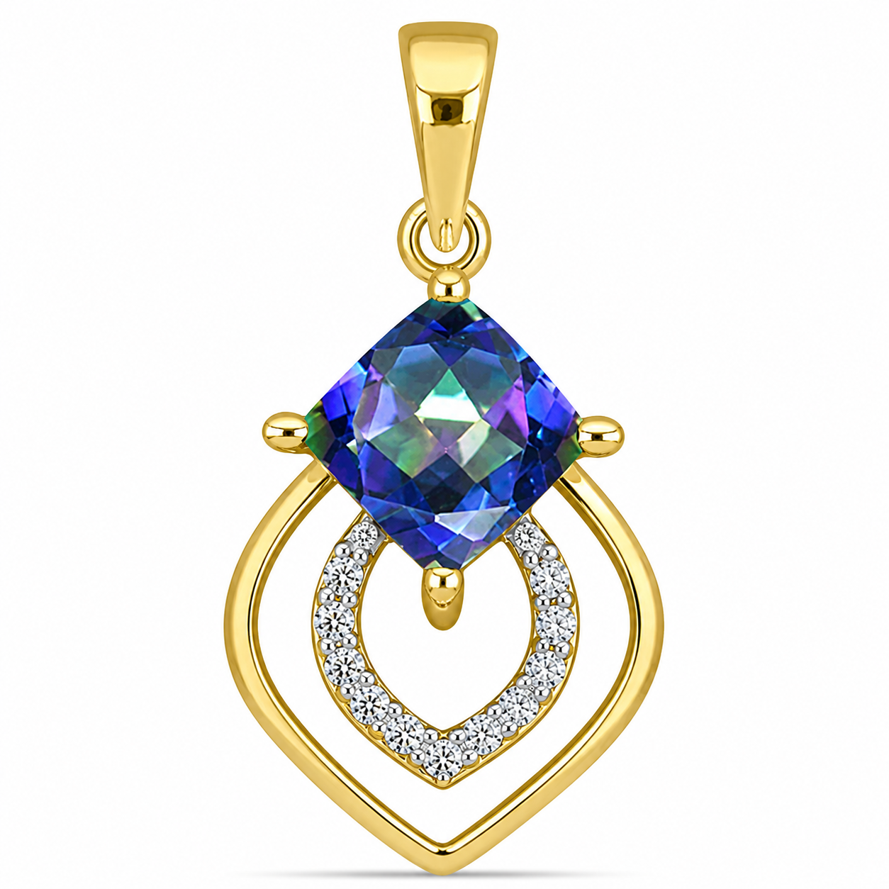 Pandantiv din Argint 925 Placat cu Aur ( 1.35 grame ) cu Topaz Mistic și Topaz Alb 1.02 Carate 1 
