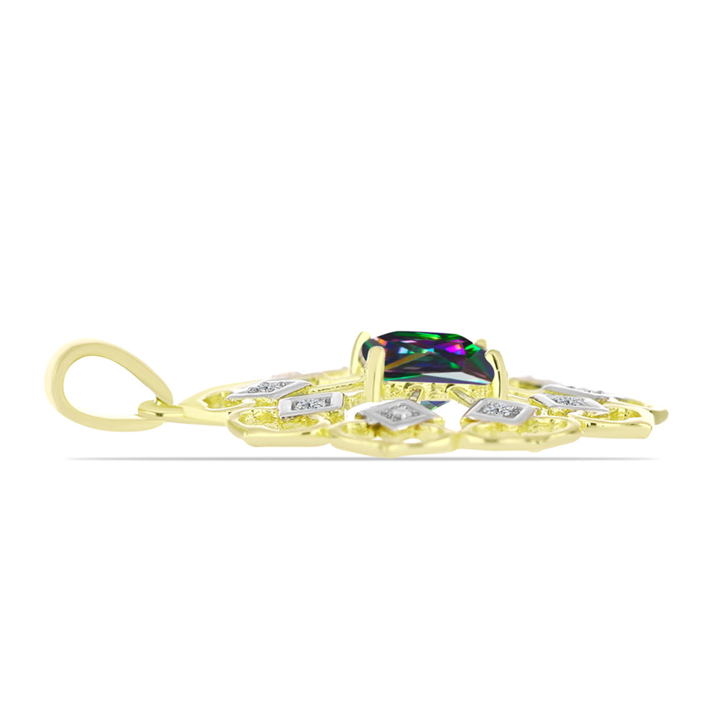 Pandantiv din Argint 925 Placat cu Aur ( 2.12 grame ) cu Topaz Mistic și Topaz Alb 1 Carate