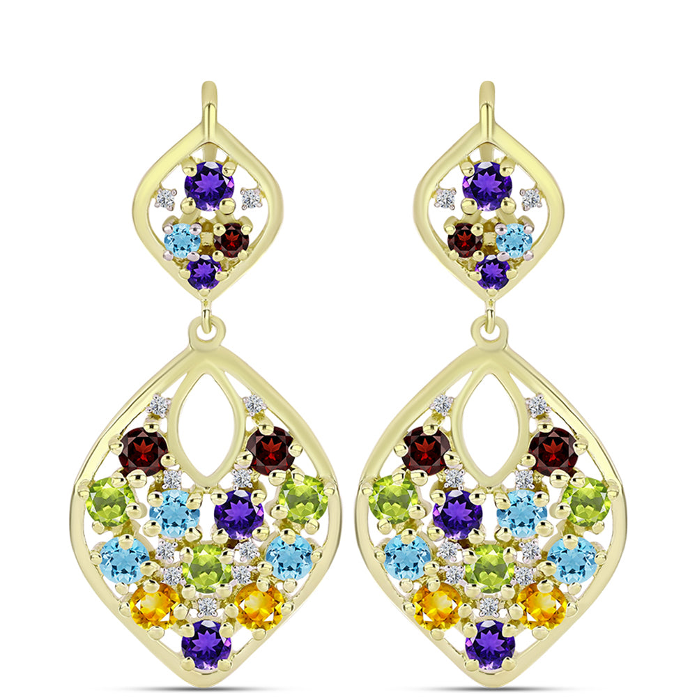 Cercei din Argint 925 Placat cu Aur ( 5.98 grame ) cu Granat Barton și Ametist Marocan 3.95 Carate