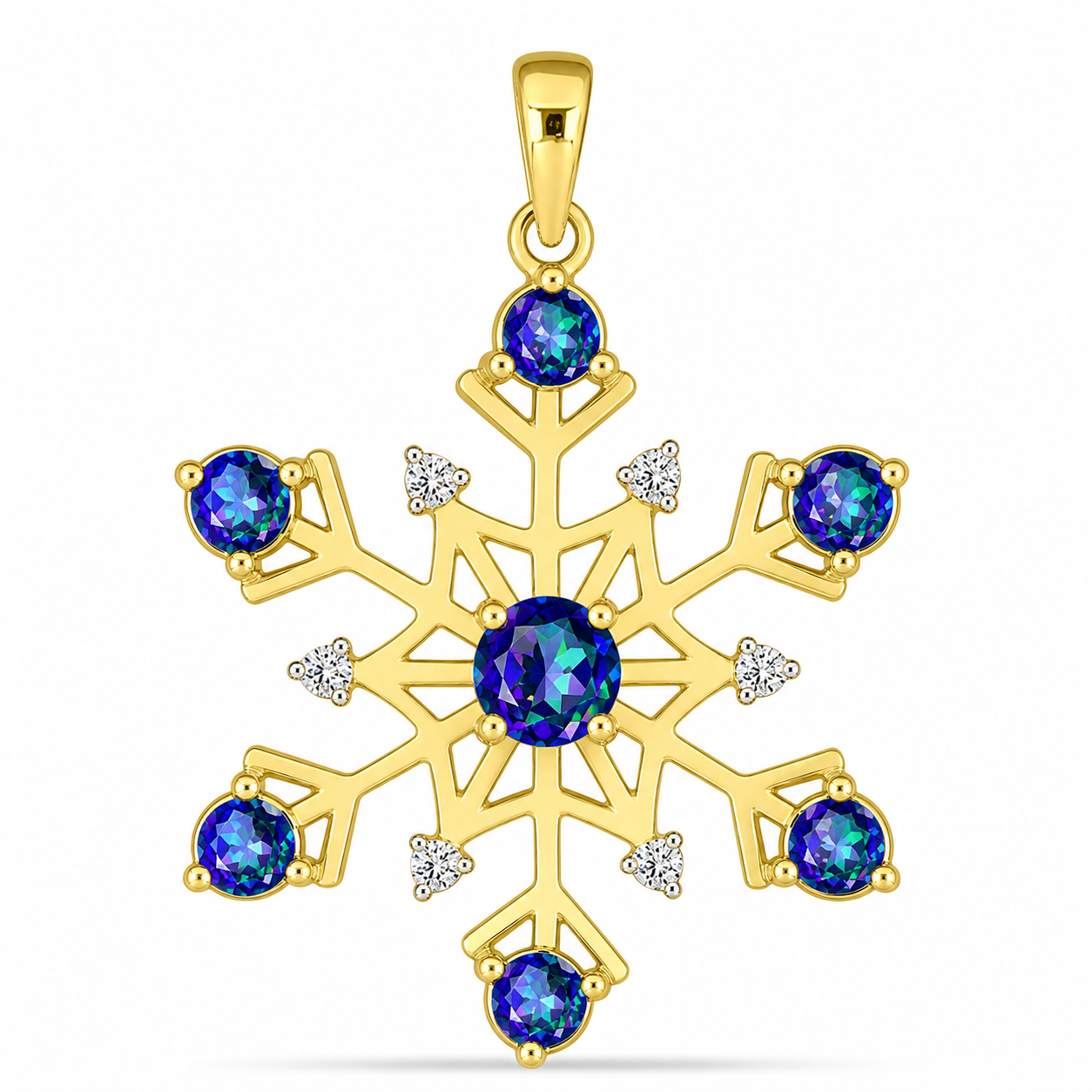 Pandantiv din Argint 925 Placat cu Aur ( 1.84 grame ) cu Topaz Mistic și Topaz Alb 1.17 Carate 1 