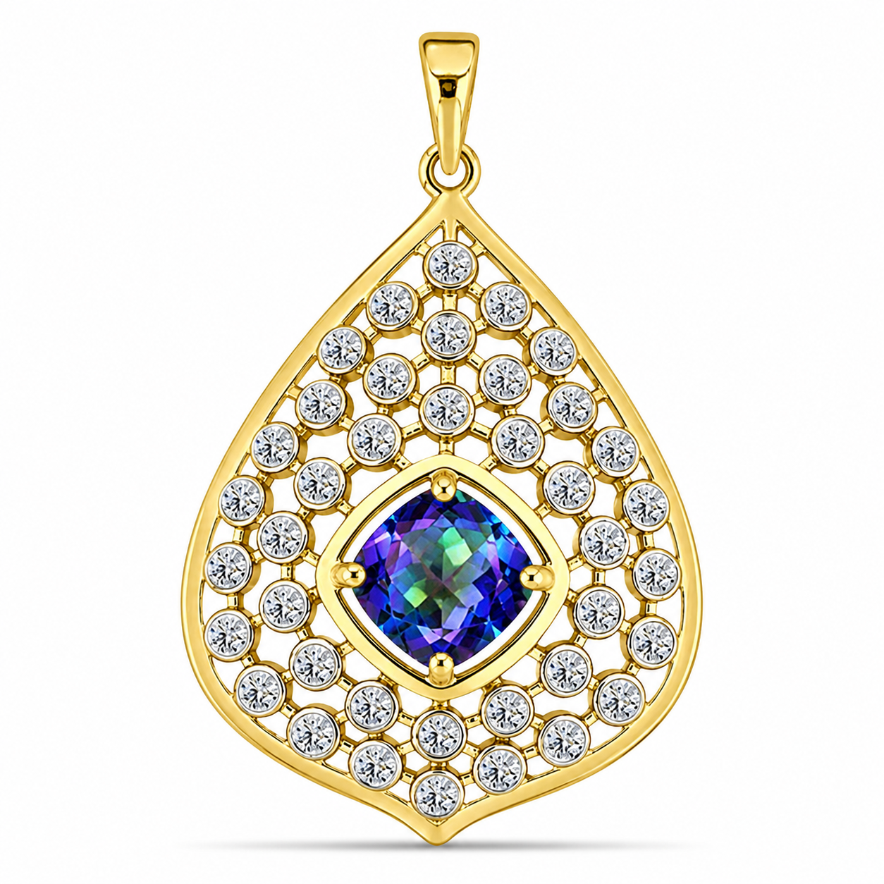 Pandantiv din Argint 925 Placat cu Aur ( 2.75 grame ) cu Topaz Mistic și Topaz Alb 2.05 Carate