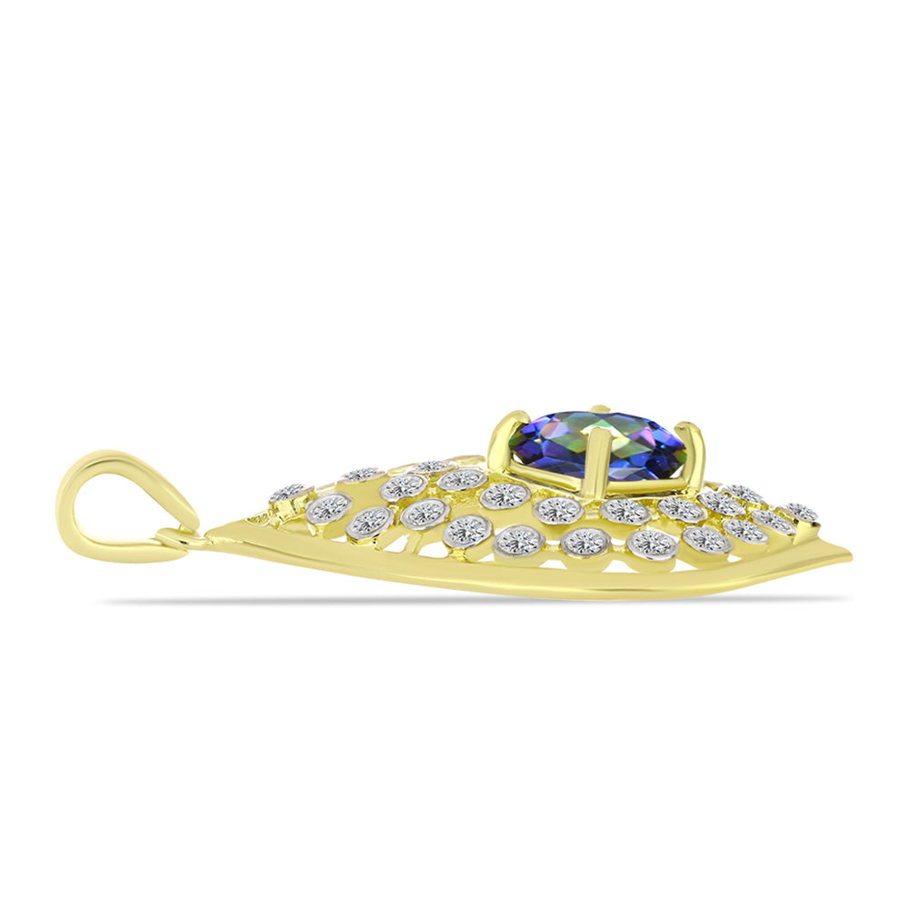 Pandantiv din Argint 925 Placat cu Aur ( 2.75 grame ) cu Topaz Mistic și Topaz Alb 2.05 Carate 2 