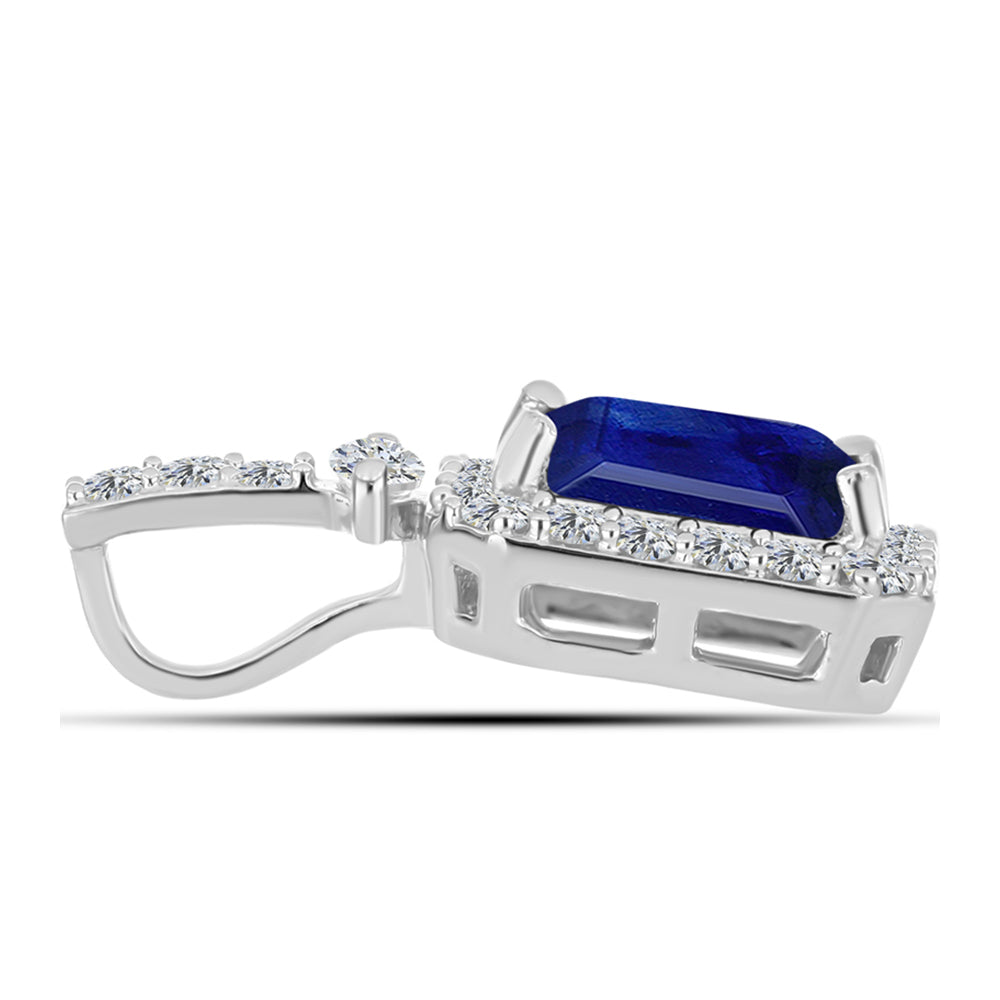 Pandantiv din Argint 925 ( 1.21 grame ) cu Safir Albastru Australian și Topaz Alb 1.83 Carate 2 