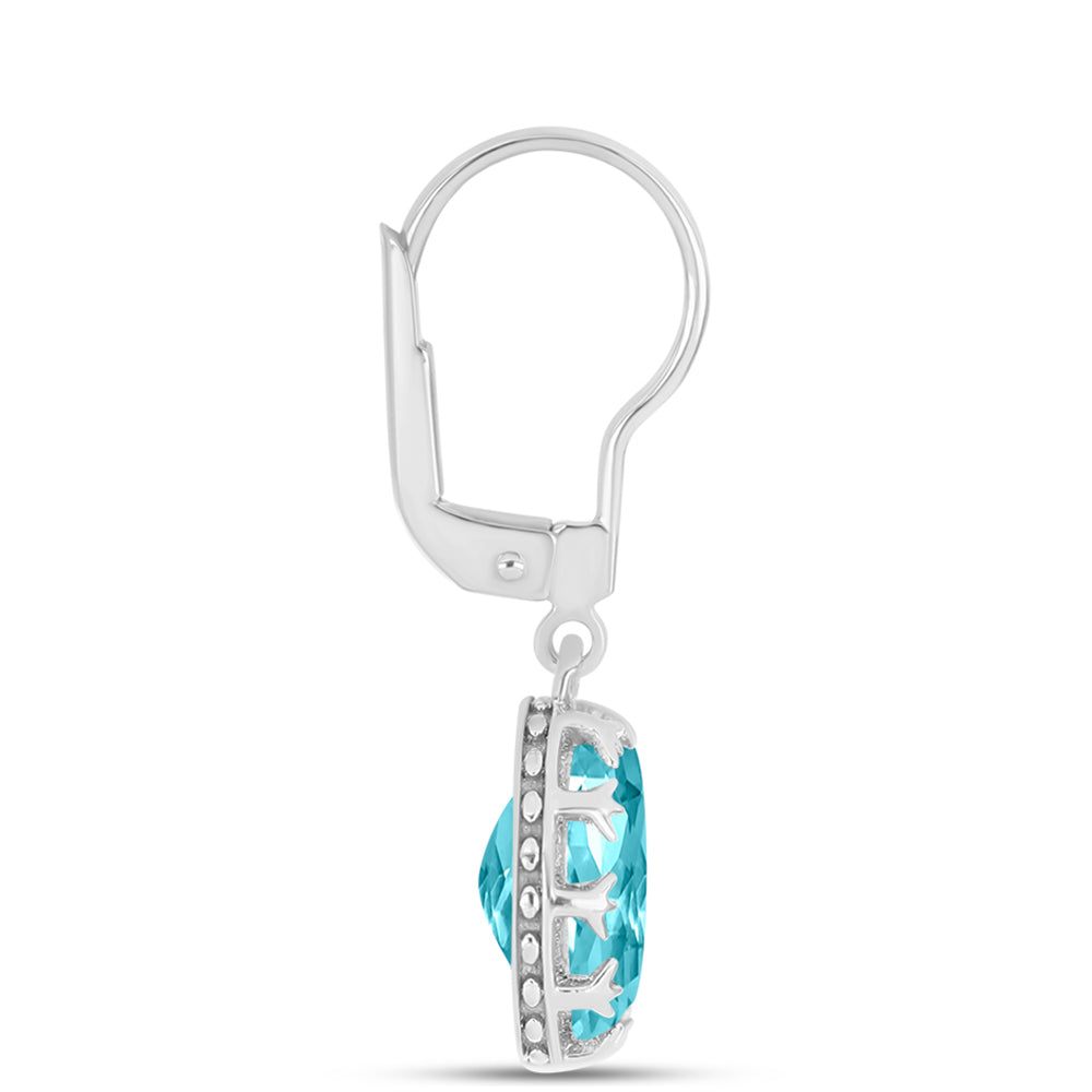 Cercei din Argint 925 ( 2.34 grame ) cu Cuarț Paraiba 4.76 Carate 2 