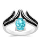 Inel din Argint 925 ( 4.05 grame ) cu Cuarț Paraiba și Spinel Negru 1.52 Carate