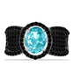 Inel din Argint 925 ( 4.88 grame ) cu Cuarț Paraiba și Spinel Negru 3.09 Carate