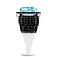 Inel din Argint 925 ( 4.88 grame ) cu Cuarț Paraiba și Spinel Negru 3.09 Carate