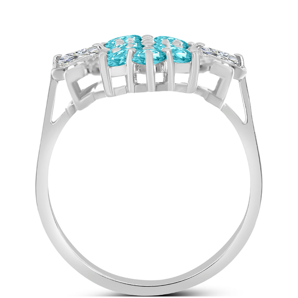 Inel din Argint 925 ( 4.06 grame ) cu Cuarț Paraiba și Topaz Alb 2.48 Carate