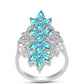 Inel din Argint 925 ( 4.06 grame ) cu Cuarț Paraiba și Topaz Alb 2.48 Carate
