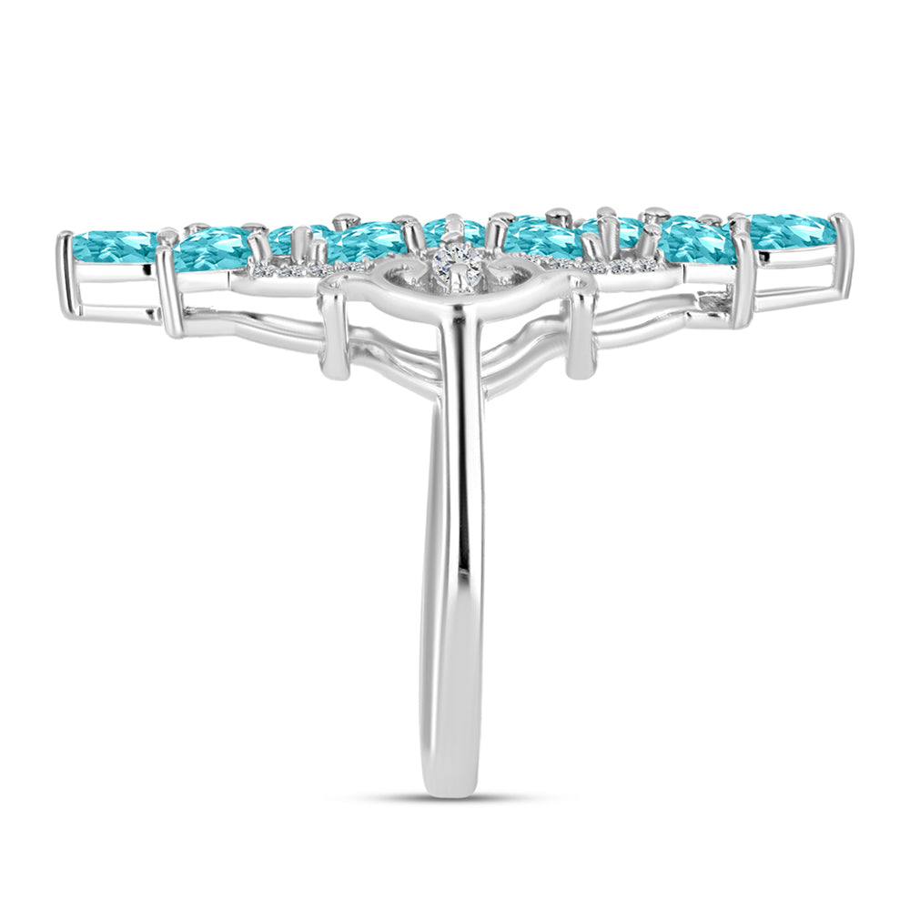 Inel din Argint 925 ( 4.06 grame ) cu Cuarț Paraiba și Topaz Alb 2.48 Carate