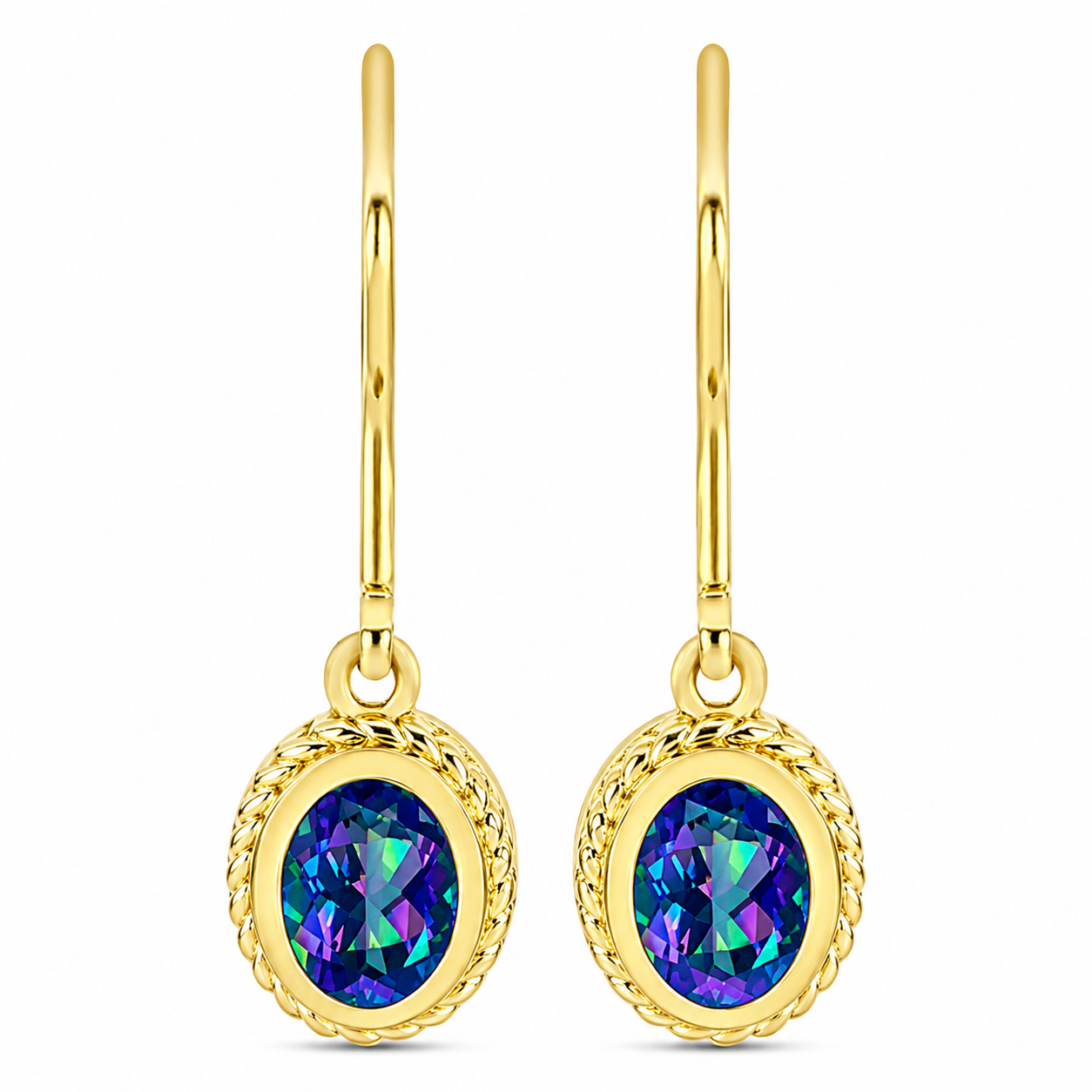 Cercei din Argint 925 Placat cu Aur ( 2.97 grame ) cu Topaz Mistic 1.4 Carate