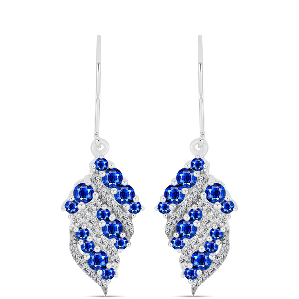 Cercei din Argint 925 ( 4.56 grame ) cu Safir Albastru Australian și Topaz Alb 2.66 Carate