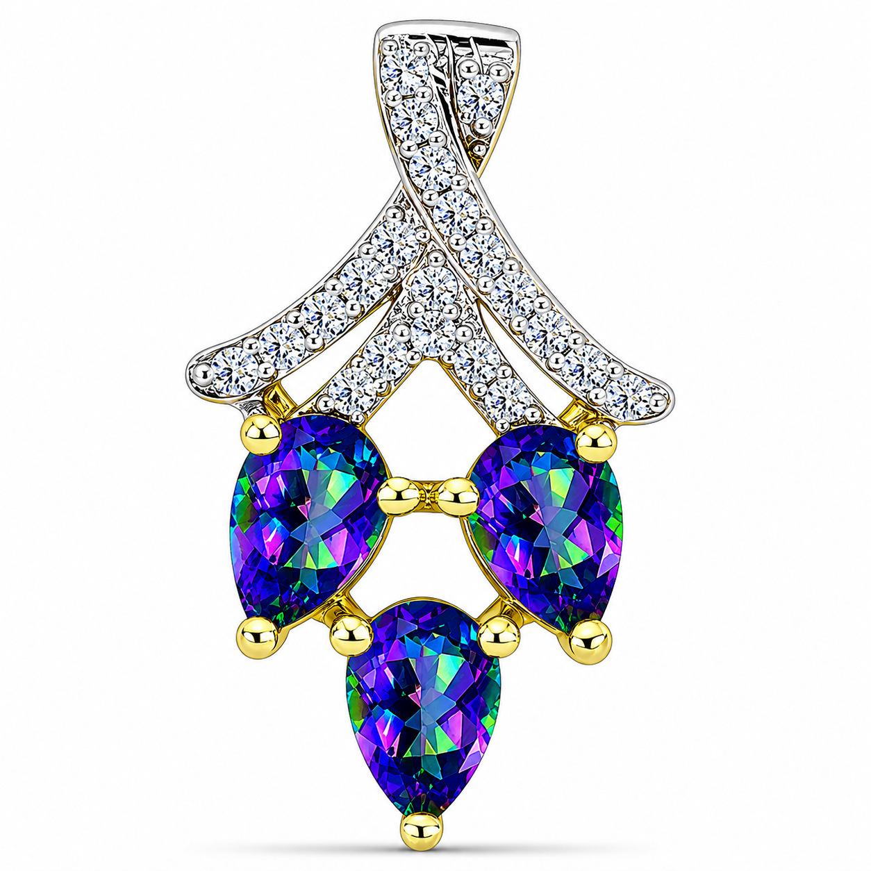 Pandantiv din Argint 925 Placat cu Aur ( 1.35 grame ) cu Topaz Mistic și Topaz Alb 1.17 Carate