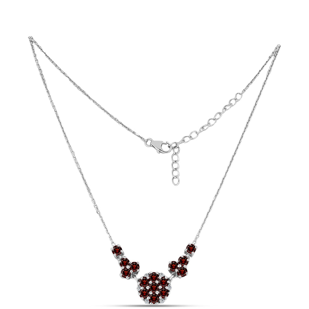 Colier din Argint 925 ( 4.81 grame ) cu Granat Barton și Topaz Alb 3.23 Carate