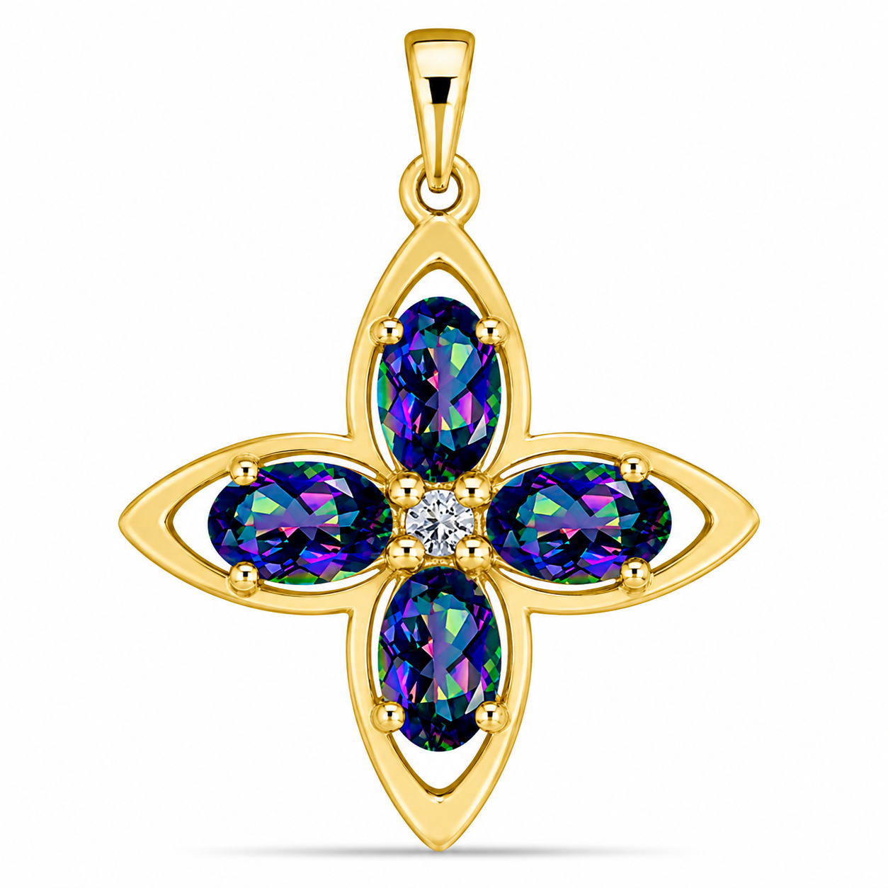 Pandantiv din Argint 925 Placat cu Aur ( 1.59 grame ) cu Topaz Mistic și Topaz Alb 1.49 Carate 1 