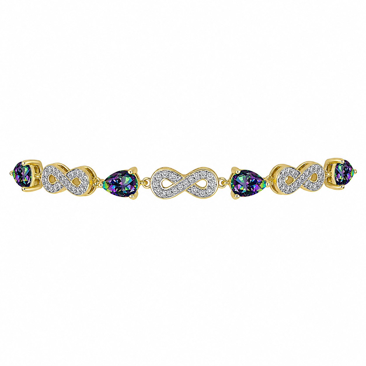 Brățară din Argint 925 Placat cu Aur ( 5.52 grame ) cu Topaz Mistic și Topaz Alb 2.98 Carate 2 