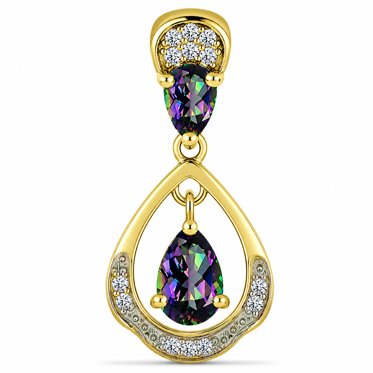 Pandantiv din Argint 925 Placat cu Aur ( 1.63 grame ) cu Topaz Mistic și Topaz Alb 1.03 Carate 1 