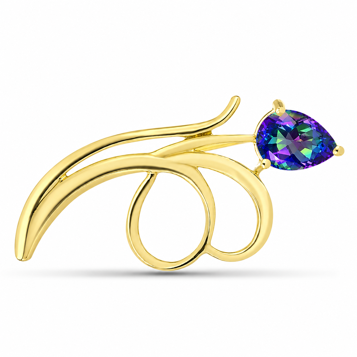 Broşă din Argint 925 Placat cu Aur ( 2.79 grame ) cu Topaz Mistic 0.97 Carate 1 