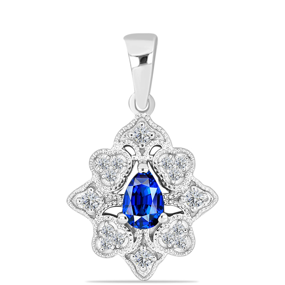 Pandantiv din Argint 925 ( 1.98 grame ) cu Safir Albastru Australian și Topaz Alb 0.83 Carate 1 