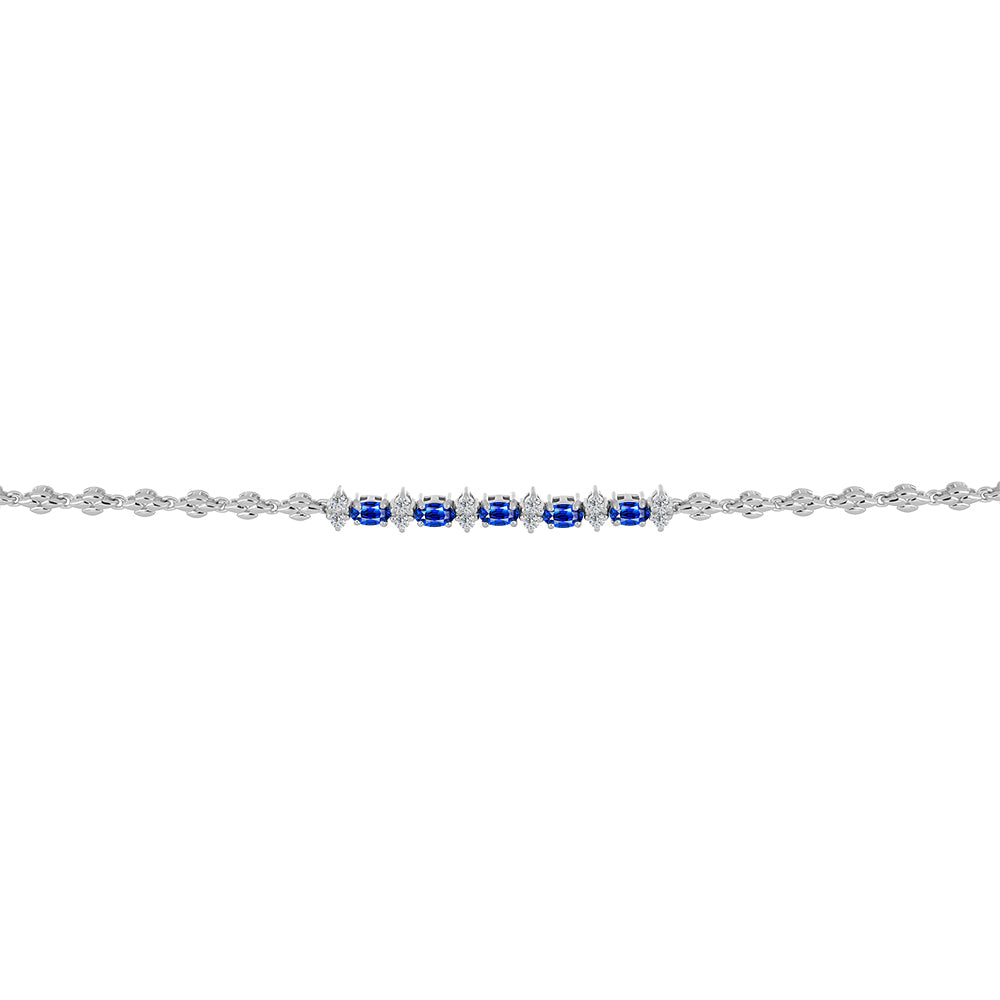 Brățară din Argint 925 ( 7.29 grame ) cu Safir Albastru Australian și Topaz Alb 2.11 Carate 2 