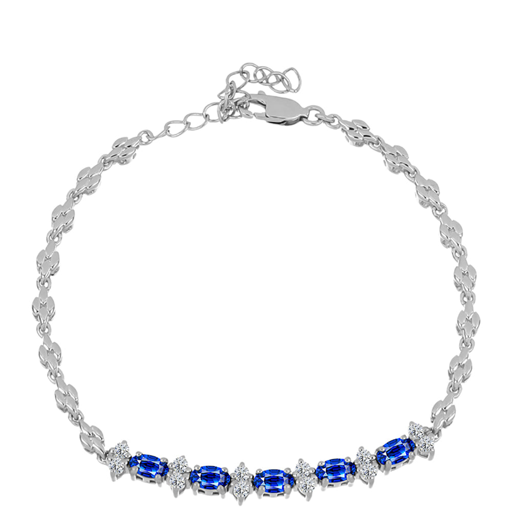 Brățară din Argint 925 ( 7.29 grame ) cu Safir Albastru Australian și Topaz Alb 2.11 Carate