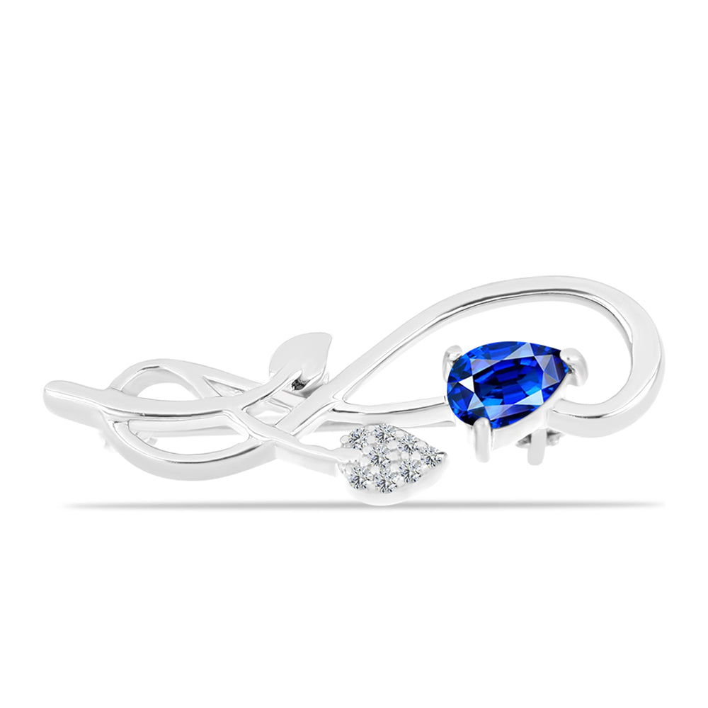 Broşă din Argint 925 ( 2.79 grame ) cu Safir Albastru Australian și Topaz Alb 0.63 Carate