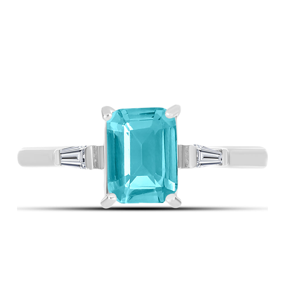 Inel din Argint 925 ( 2.36 grame ) cu Cuarț Paraiba și Zircon Alb 1.54 Carate 1 