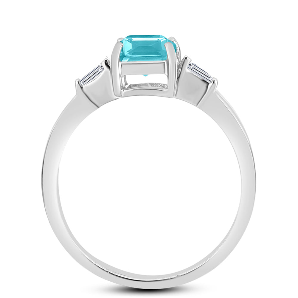 Inel din Argint 925 ( 2.36 grame ) cu Cuarț Paraiba și Zircon Alb 1.54 Carate