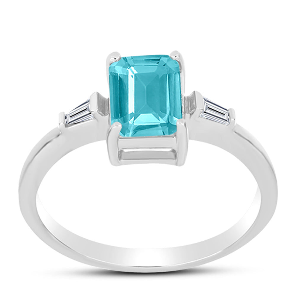 Inel din Argint 925 ( 2.36 grame ) cu Cuarț Paraiba și Zircon Alb 1.54 Carate 3 