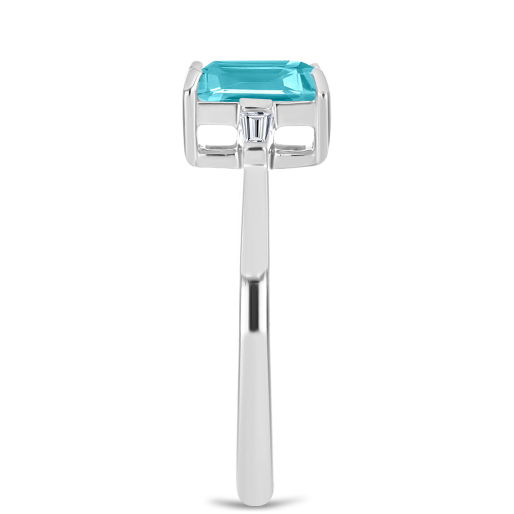 Inel din Argint 925 ( 2.36 grame ) cu Cuarț Paraiba și Zircon Alb 1.54 Carate 4 