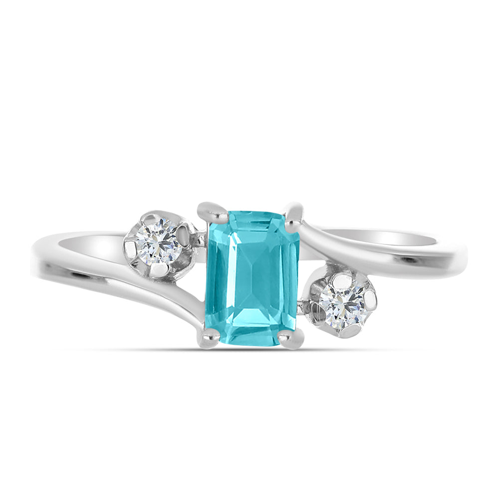 Inel din Argint 925 ( 1.91 grame ) cu Cuarț Paraiba și Topaz Alb 0.57 Carate