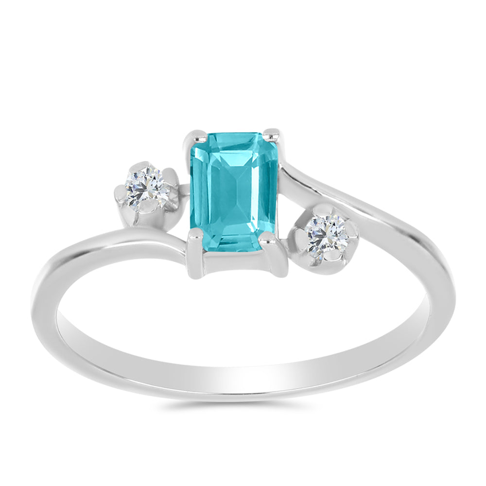 Inel din Argint 925 ( 1.91 grame ) cu Cuarț Paraiba și Topaz Alb 0.57 Carate