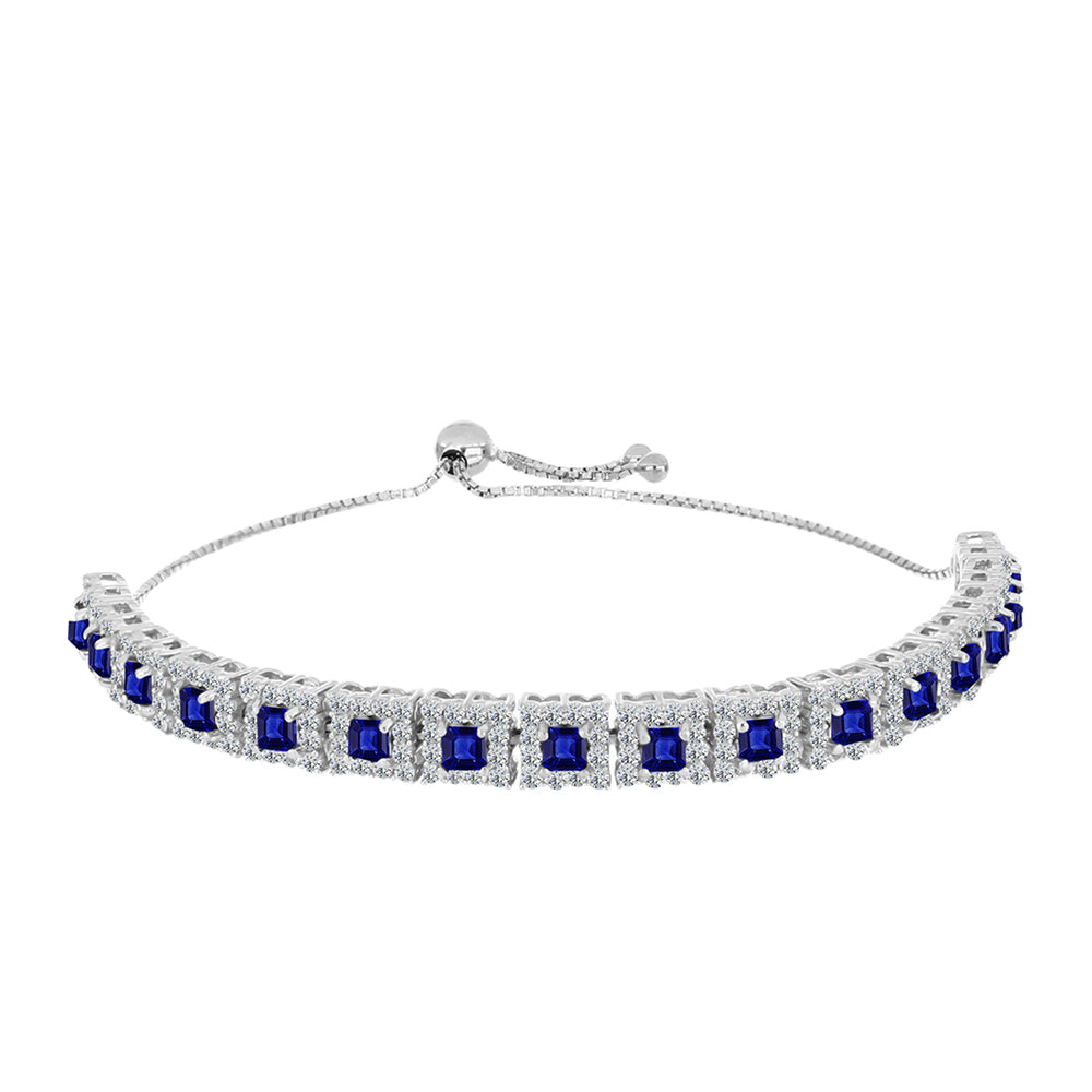 Brățară din Argint 925 ( 13.23 grame ) cu Safir Albastru Australian și Topaz Alb 7.18 Carate 1 