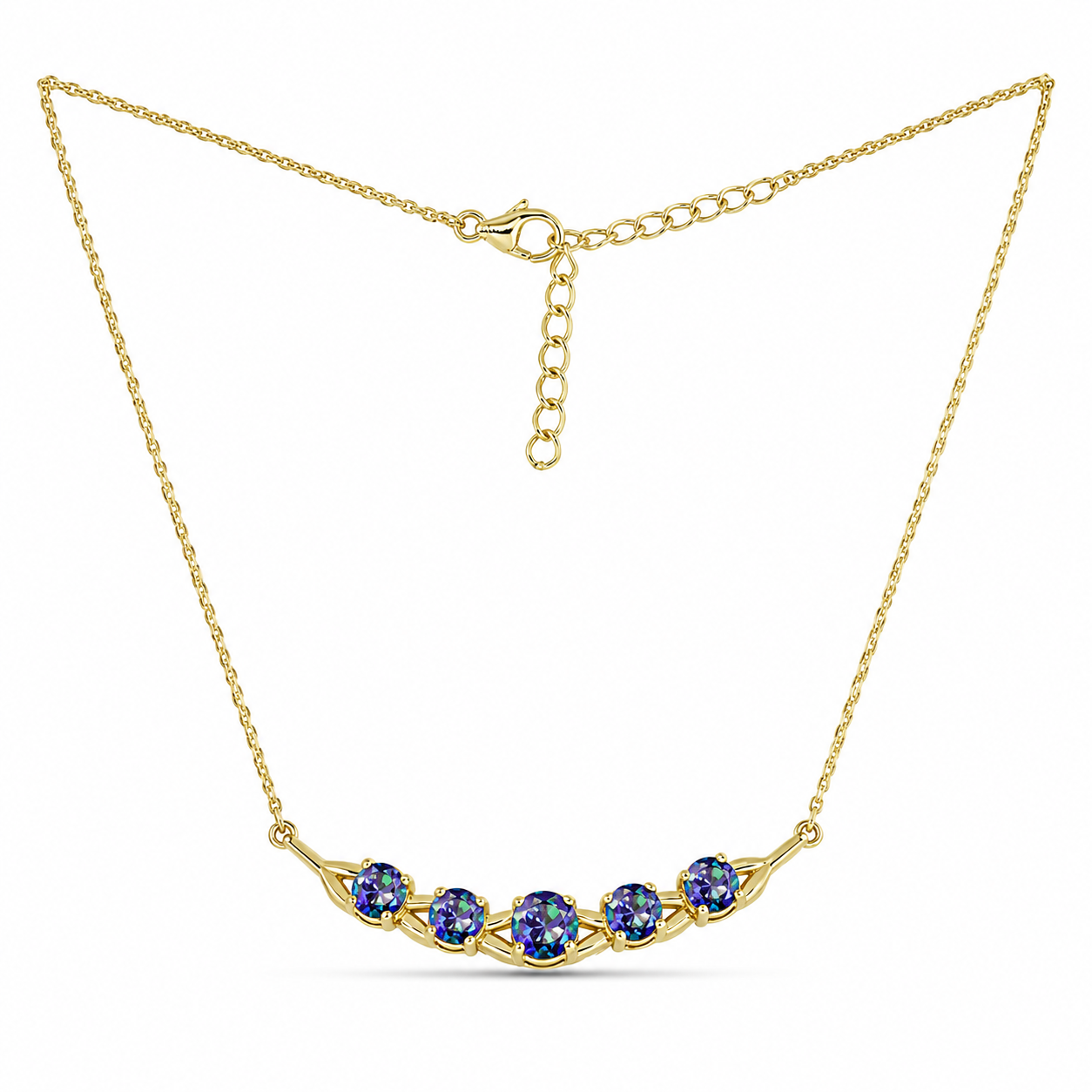 Colier din Argint 925 Placat cu Aur ( 4.95 grame ) cu Topaz Mistic și Topaz Alb 2.49 Carate 1 