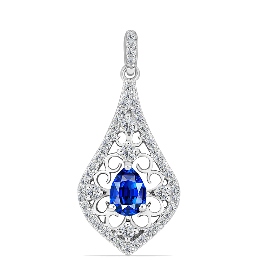 Pandantiv din Argint 925 ( 1.94 grame ) cu Safir Albastru Australian și Topaz Alb 1.43 Carate