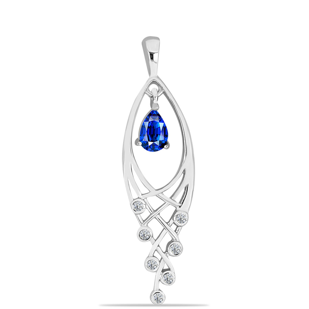 Pandantiv din Argint 925 ( 1.93 grame ) cu Safir Albastru Australian și Topaz Alb 0.71 Carate 1 