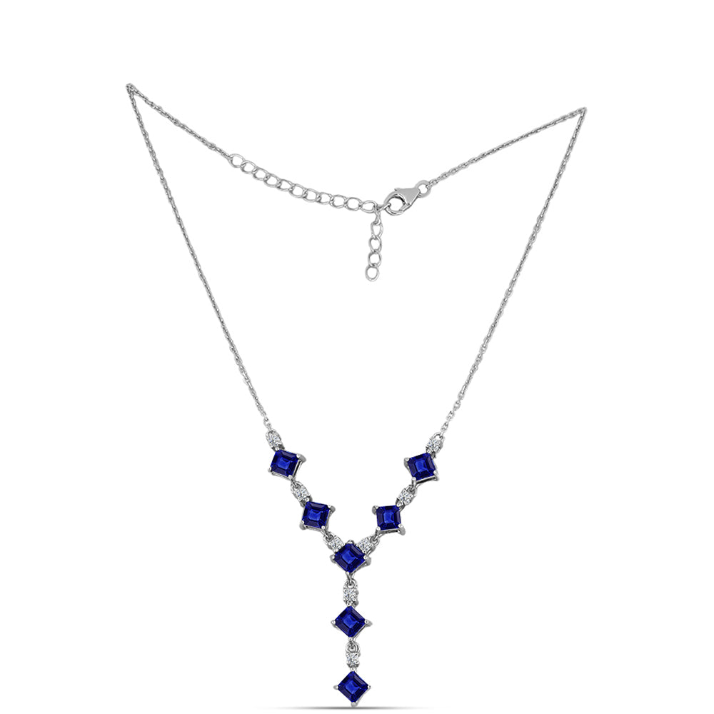 Colier din Argint 925 ( 5.24 grame ) cu Safir Albastru Australian și Topaz Alb 4.47 Carate 1 
