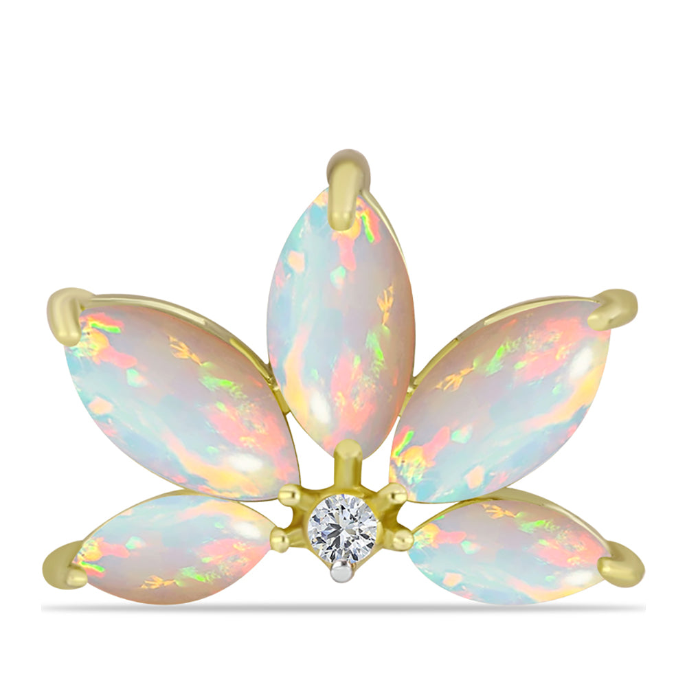 Pandantiv din Argint 925 Placat cu Aur ( 1.5 grame ) cu Opal Welo și Topaz Alb 1.4 Carate 1 