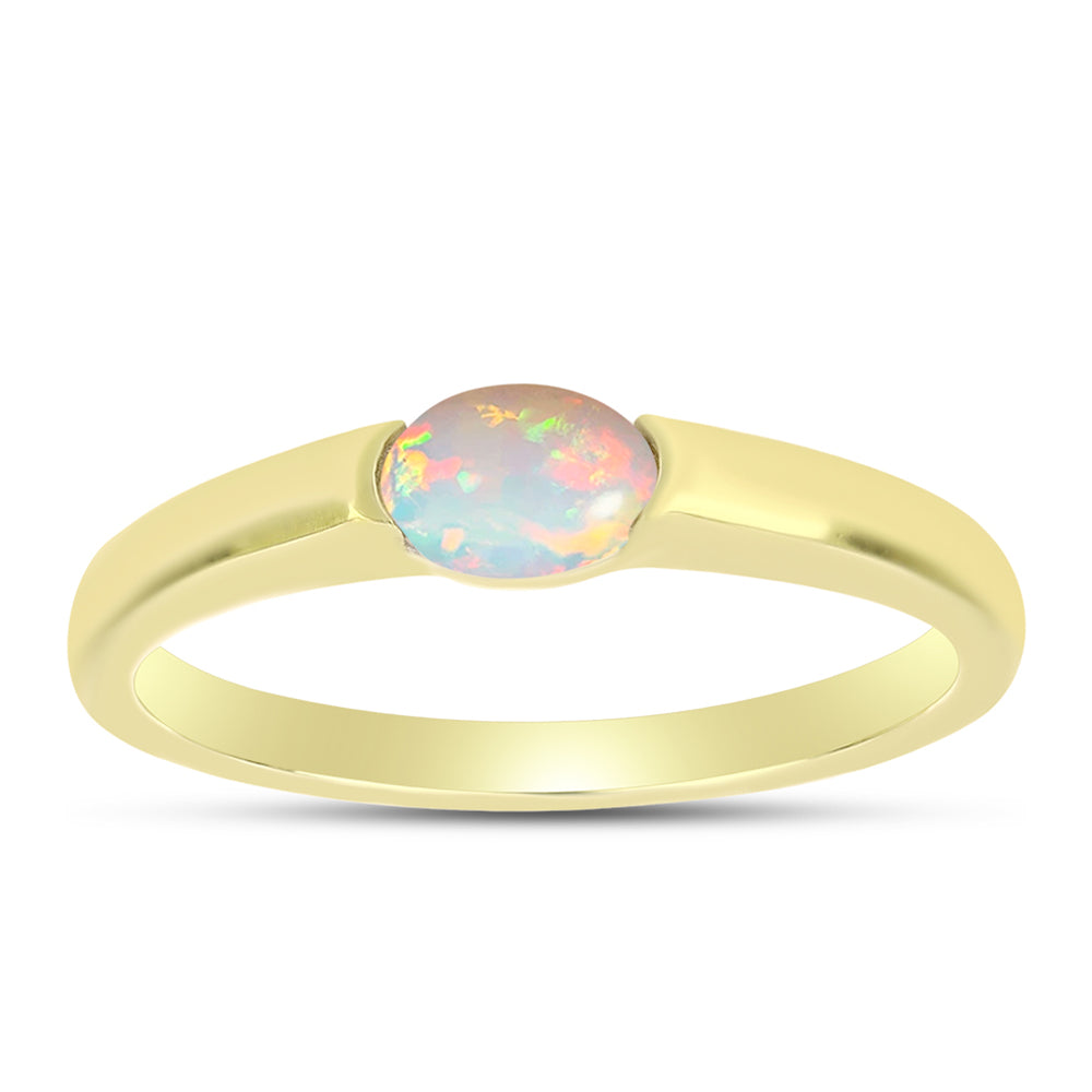 Inel din Argint 925 Placat cu Aur ( 2.27 grame ) cu Opal Welo 0.33 Carate 3 
