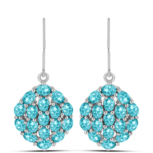 Cercei din Argint 925 ( 5.72 grame ) cu Cuarț Paraiba 6.41 Carate