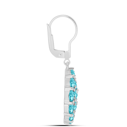 Cercei din Argint 925 ( 5.72 grame ) cu Cuarț Paraiba 6.41 Carate