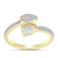 Inel din Argint 925 Placat cu Aur ( 2.24 grame ) cu Opal Welo și Topaz Alb 0.69 Carate