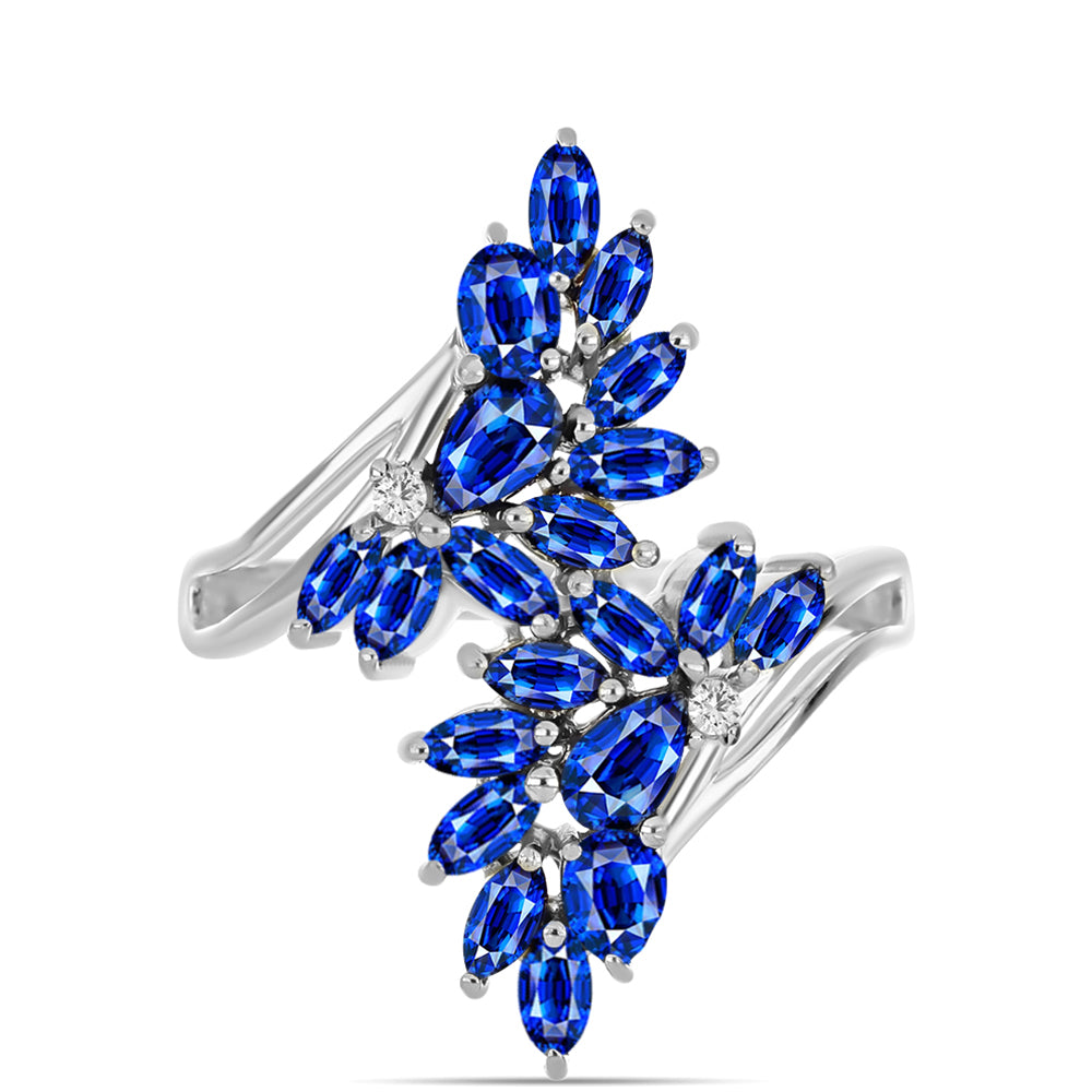 Inel din Argint 925 ( 3.65 grame ) cu Safir Albastru Australian și Topaz Alb 3.03 Carate 1 