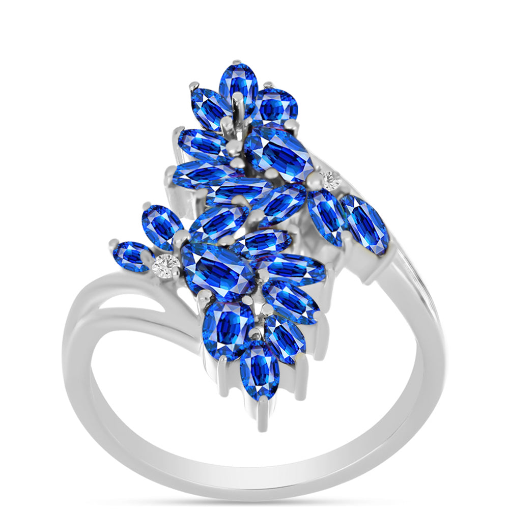 Inel din Argint 925 ( 3.65 grame ) cu Safir Albastru Australian și Topaz Alb 3.03 Carate
