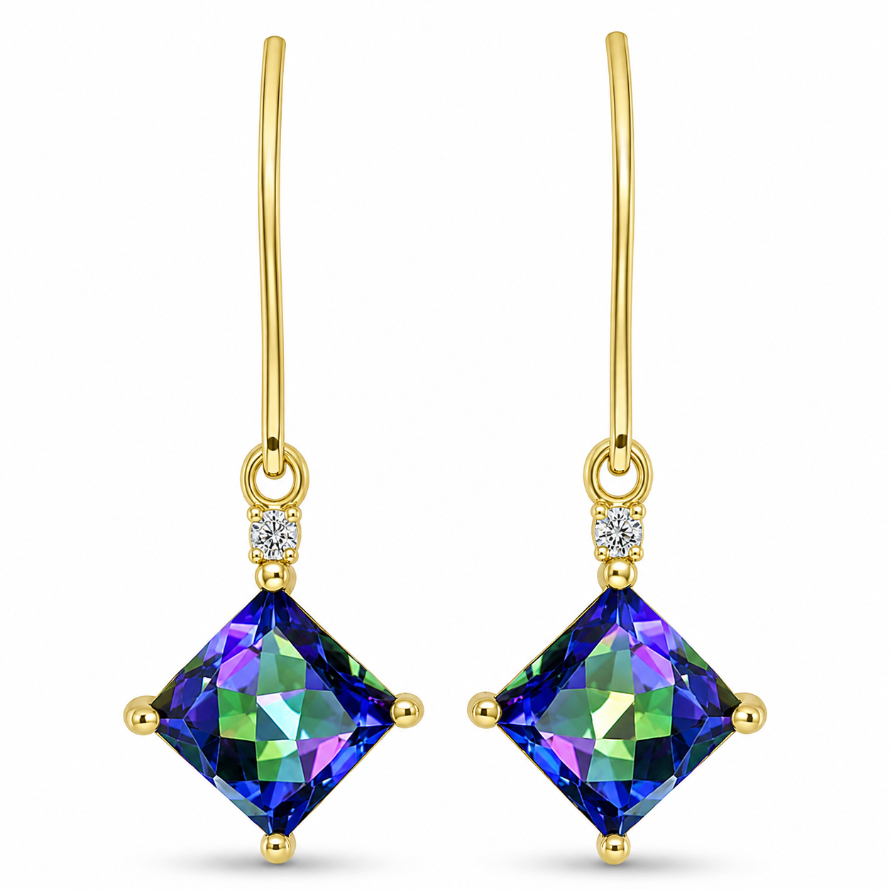 Cercei din Argint 925 Placat cu Aur ( 1.99 grame ) cu Topaz Mistic și Topaz Alb 2.64 Carate