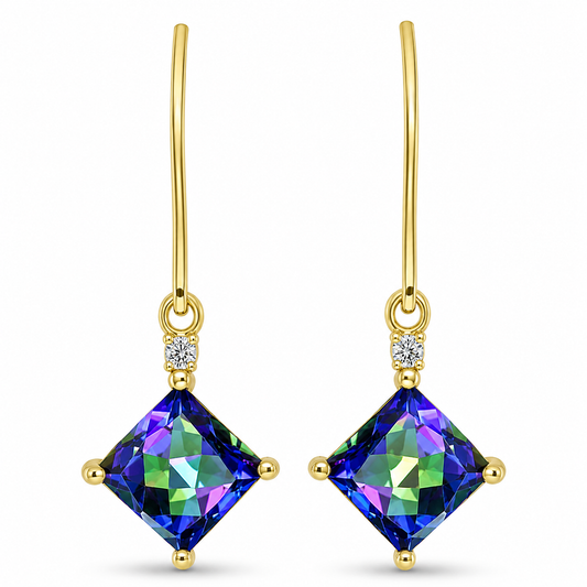 Cercei din Argint 925 Placat cu Aur ( 1.99 grame ) cu Topaz Mistic și Topaz Alb 2.64 Carate