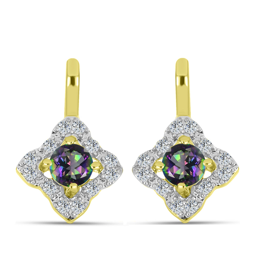 Cercei din Argint 925 Placat cu Aur ( 2.57 grame ) cu Topaz Mistic și Topaz Alb 0.68 Carate