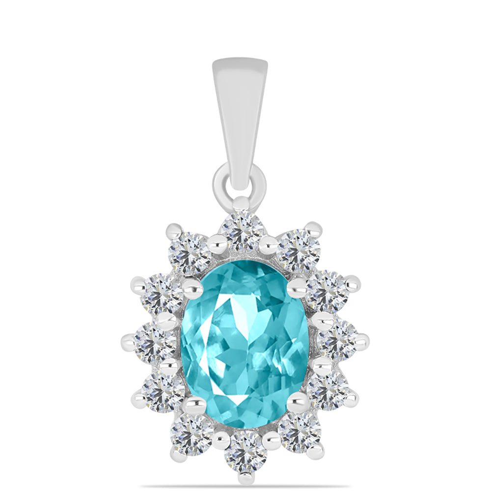 Pandantiv din Argint 925 ( 1.59 grame ) cu Cuarț Paraiba și Topaz Alb 1.58 Carate 1 