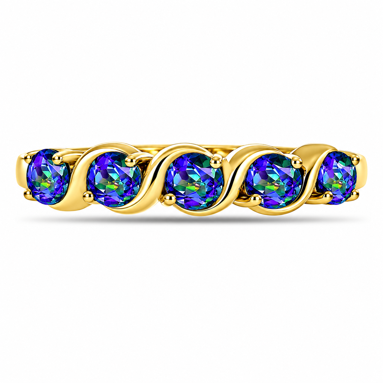 Inel din Argint 925 Placat cu Aur ( 1.8 grame ) cu Topaz Mistic 0.7 Carate 1 