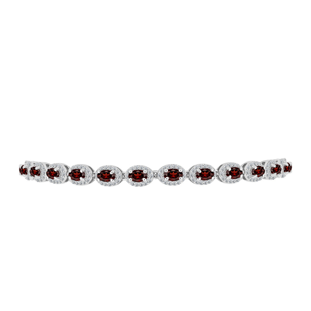 Brățară din Argint 925 ( 8.06 grame ) cu Granat Barton și Topaz Alb 5.57 Carate 2 